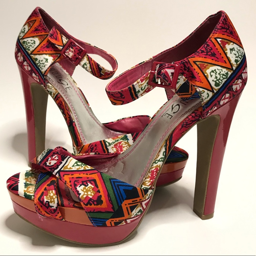 Multi-colored Platform Sandal Heels